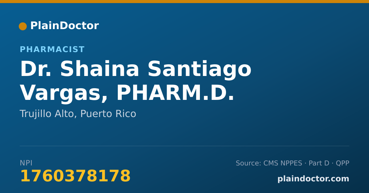 Shareable card for Shaina Santiago Vargas, PHARM.D. - Pharmacist, Trujillo Alto, PR
