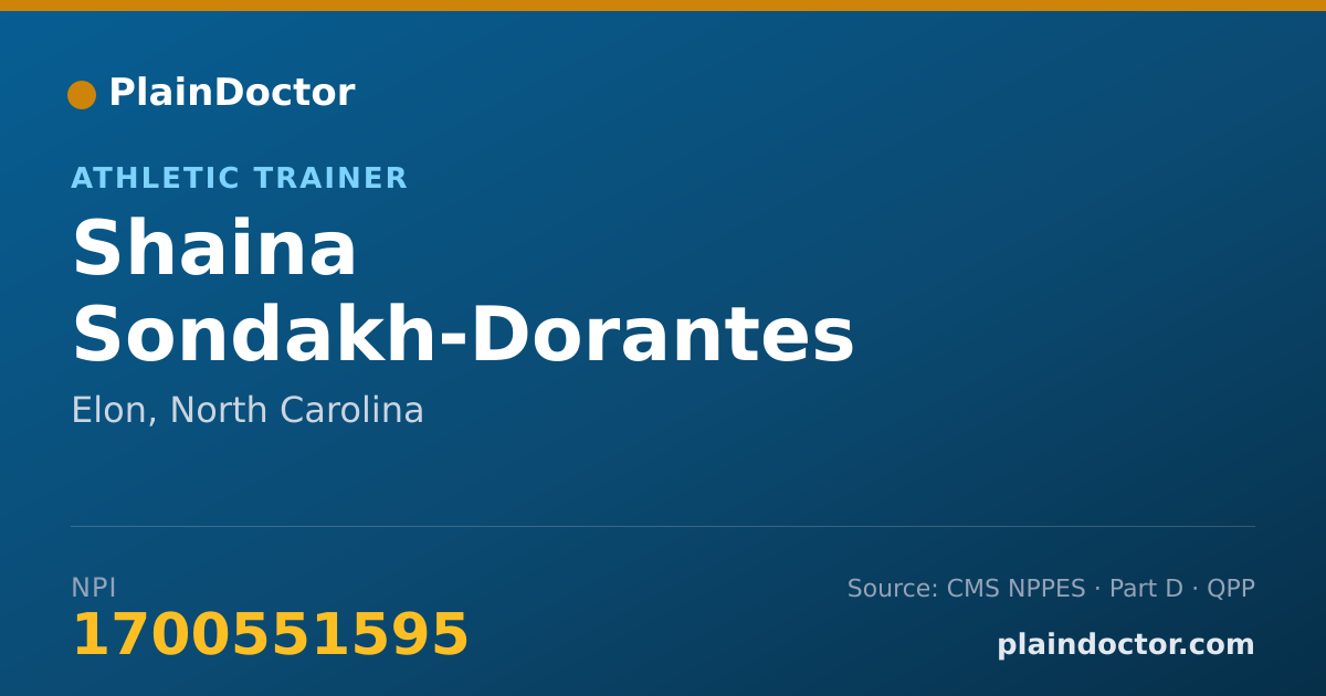 Shareable card for Shaina Sondakh-Dorantes - Athletic Trainer, Elon, NC
