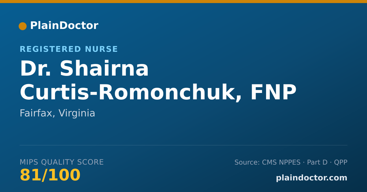 Shareable card for Shairna Curtis-Romonchuk, FNP - Registered Nurse, Fairfax, VA