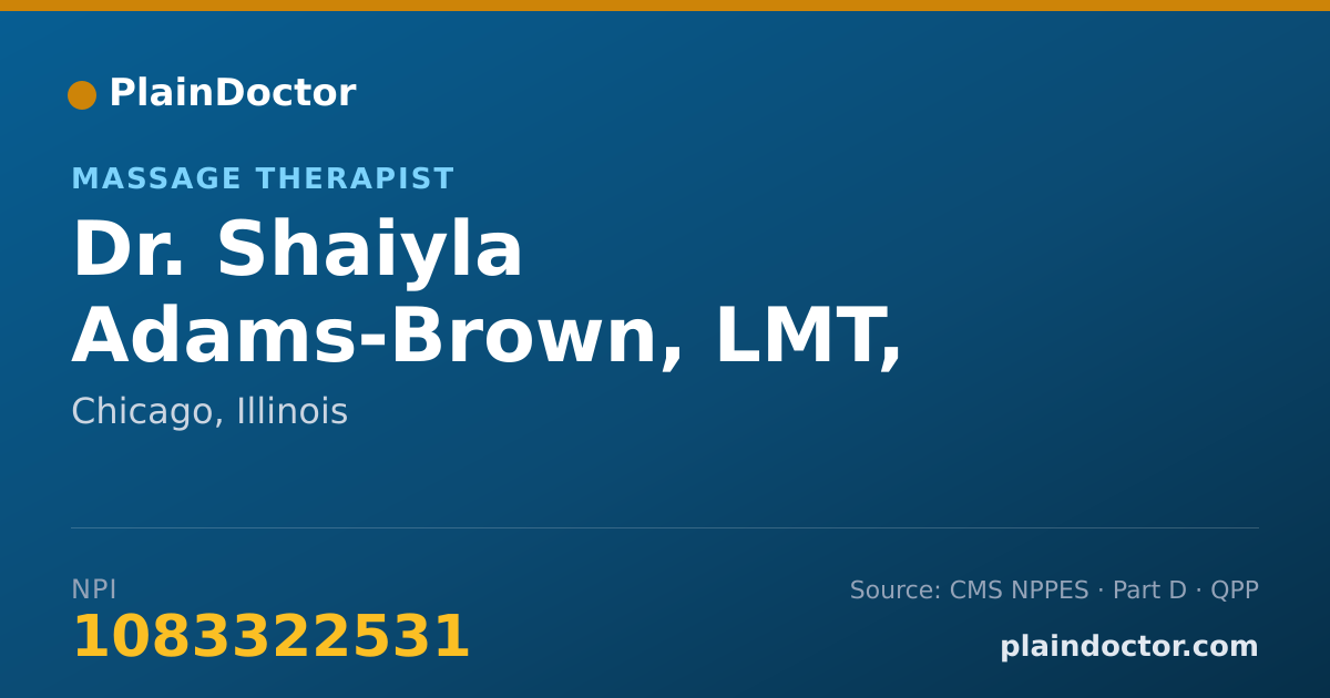Shareable card for Shaiyla Adams-Brown, LMT, - Massage Therapist, Chicago, IL