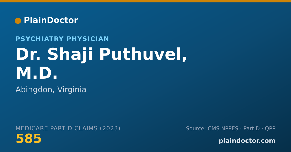 Shareable card for Shaji Puthuvel, M.D. - Psychiatry Physician, Abingdon, VA