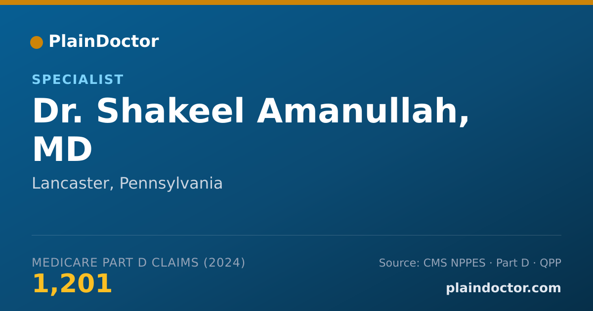 Shareable card for Shakeel Amanullah, MD - Specialist, Lancaster, PA