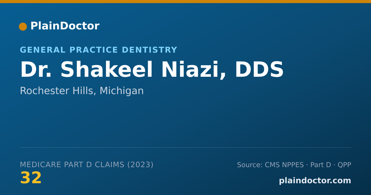 Shareable card for Shakeel Niazi, DDS - General Practice Dentistry, Rochester Hills, MI