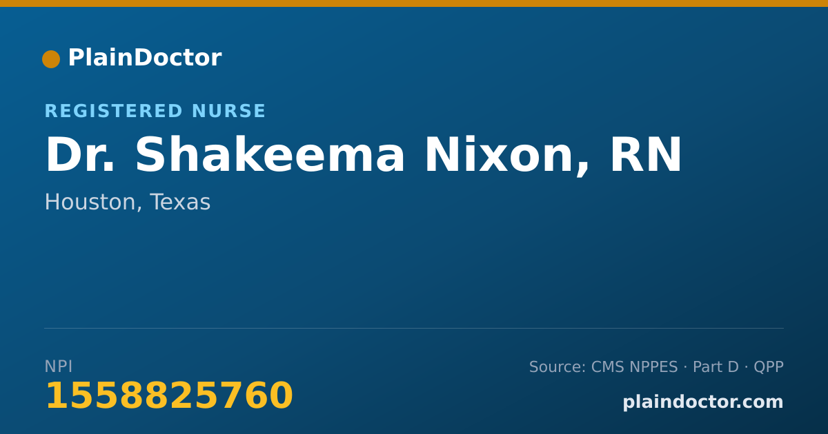 Shareable card for Shakeema Nixon, RN - Registered Nurse, Houston, TX