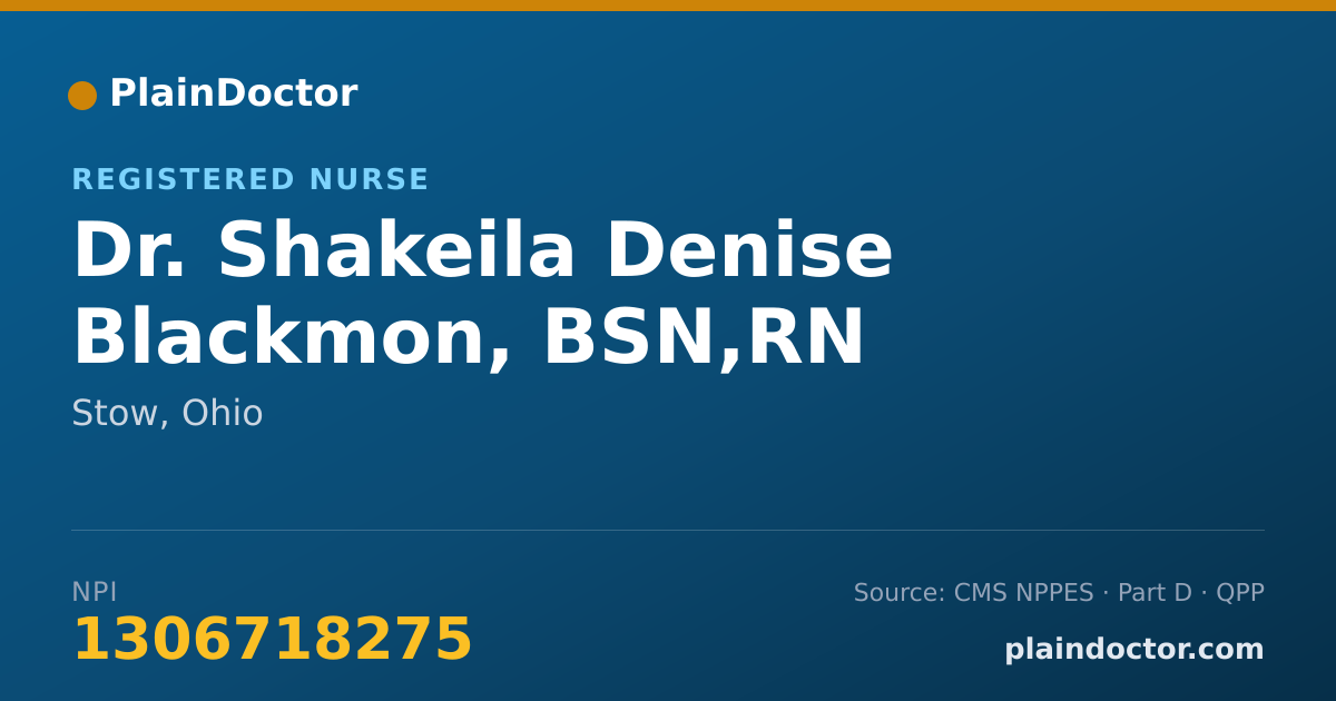 Shareable card for Shakeila Denise Blackmon, BSN,RN - Registered Nurse, Stow, OH