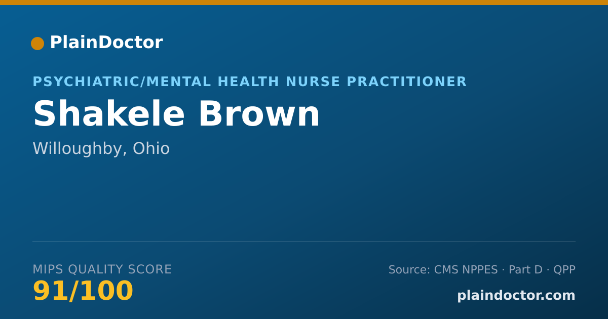 Shareable card for Shakele Brown - Psychiatric/Mental Health Nurse Practitioner, Willoughby, OH