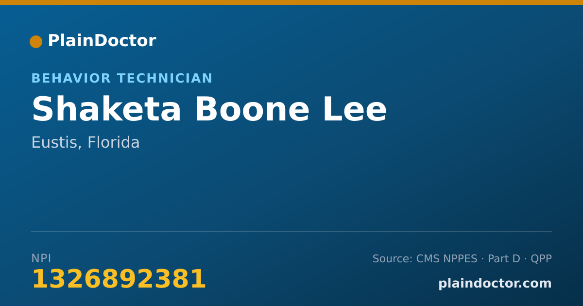 Shareable card for Shaketa Boone Lee - Behavior Technician, Eustis, FL