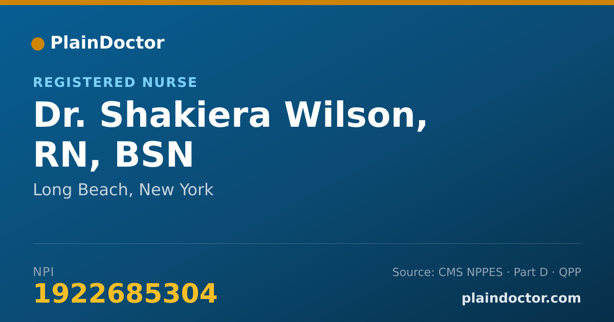 Shareable card for Shakiera Wilson, RN, BSN - Registered Nurse, Long Beach, NY