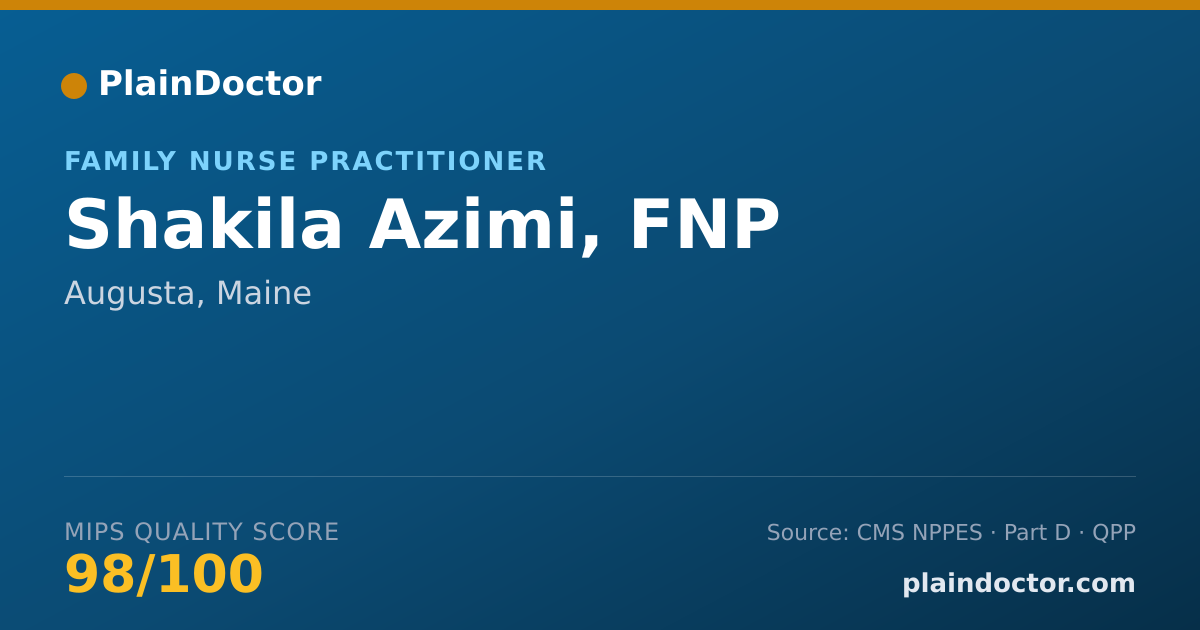 Shareable card for Shakila Azimi, FNP - Family Nurse Practitioner, Augusta, ME