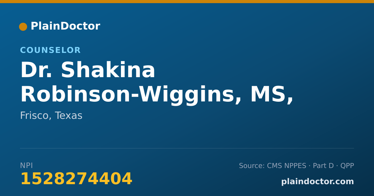 Shareable card for Shakina Robinson-Wiggins, MS, LPC - Counselor, Frisco, TX