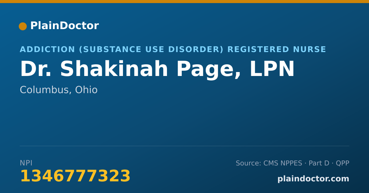 Shareable card for Shakinah Page, LPN - Addiction (Substance Use Disorder) Registered Nurse, Columbus, OH