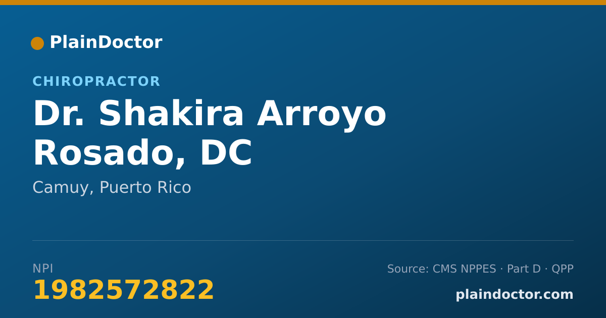 Shareable card for Shakira Arroyo Rosado, DC - Chiropractor, Camuy, PR
