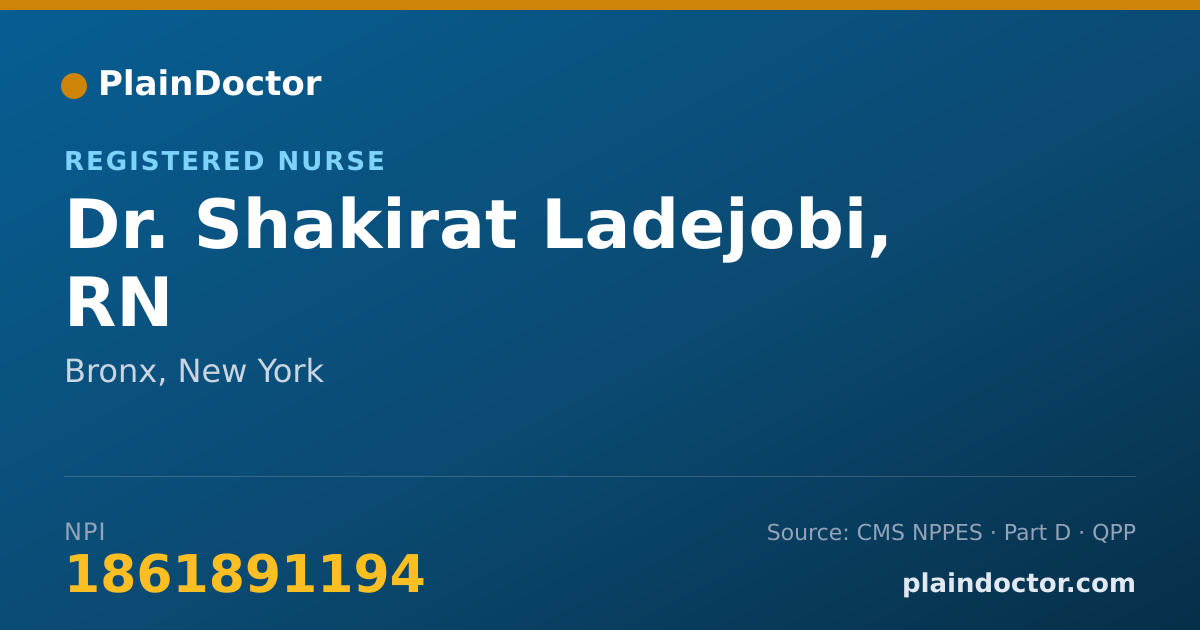 Shareable card for Shakirat Ladejobi, RN - Registered Nurse, Bronx, NY