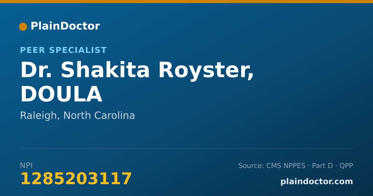 Shareable card for Shakita Royster, DOULA - Peer Specialist, Raleigh, NC
