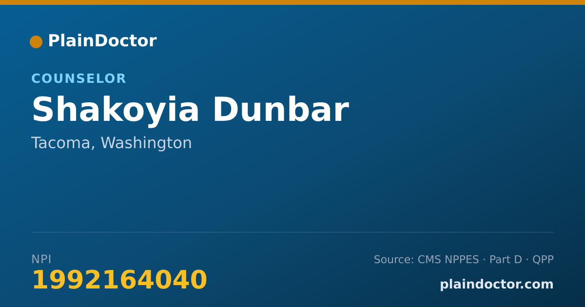 Shareable card for Shakoyia Dunbar - Counselor, Tacoma, WA