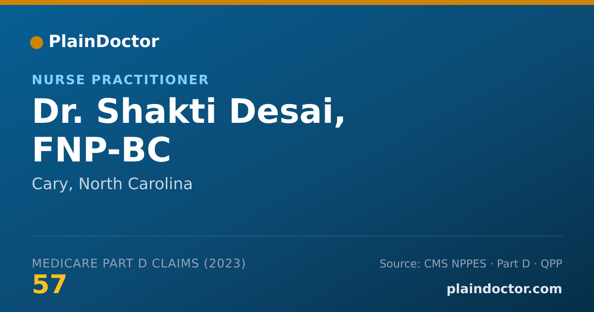 Shareable card for Shakti Desai, FNP-BC - Nurse Practitioner, Cary, NC