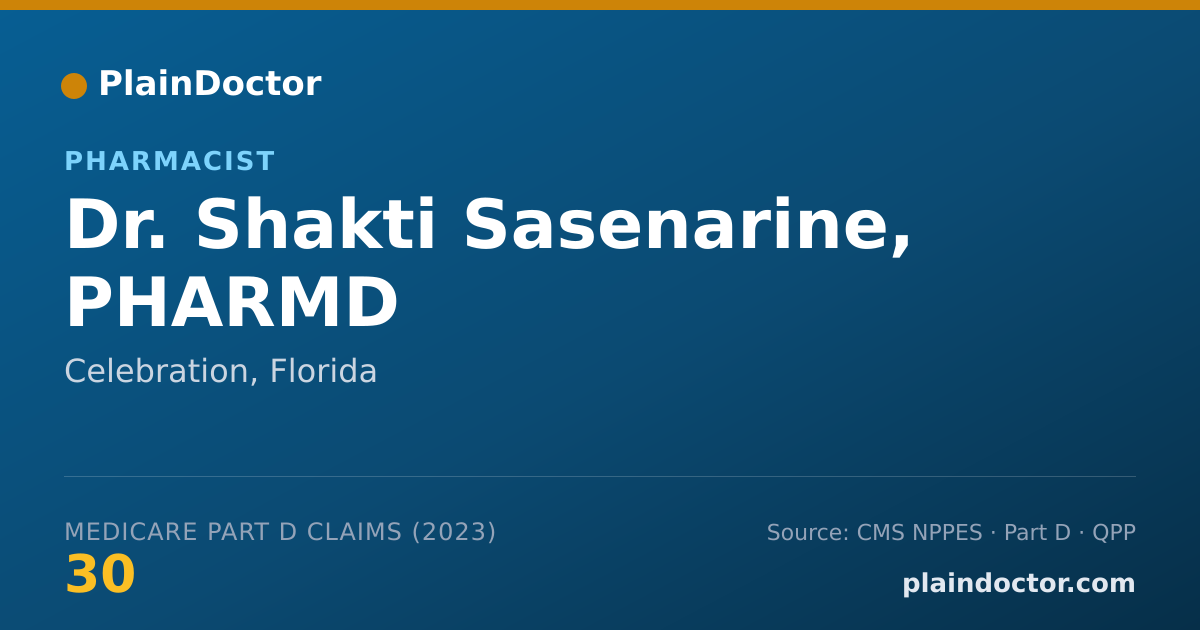 Shareable card for Shakti Sasenarine, PHARMD - Pharmacist, Celebration, FL