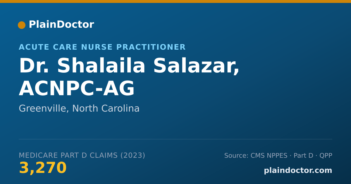Shareable card for Shalaila Salazar, ACNPC-AG - Acute Care Nurse Practitioner, Greenville, NC