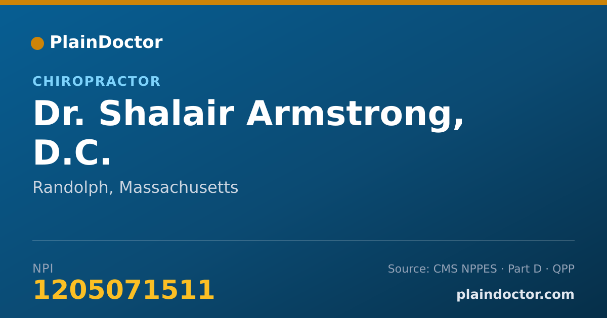 Shareable card for Shalair Armstrong, D.C. - Chiropractor, Randolph, MA