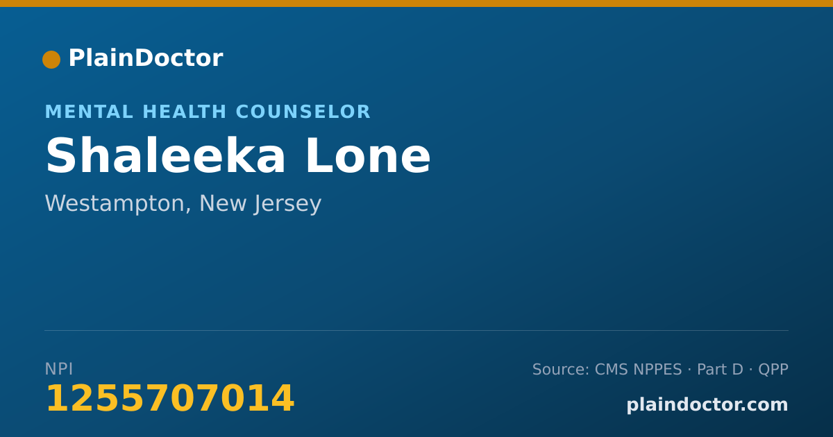 Shareable card for Shaleeka Lone - Mental Health Counselor, Westampton, NJ