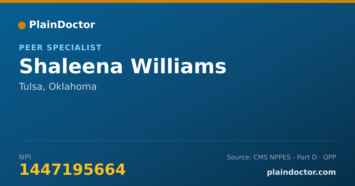 Shareable card for Shaleena Williams - Peer Specialist, Tulsa, OK