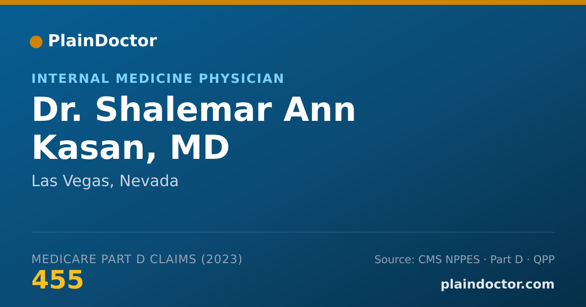 Shareable card for Shalemar Ann Kasan, MD - Internal Medicine Physician, Las Vegas, NV