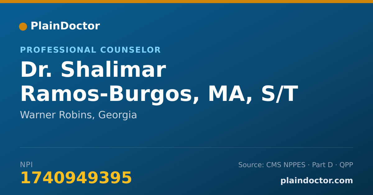 Shareable card for Shalimar Ramos-Burgos, MA, S/T - Professional Counselor, Warner Robins, GA