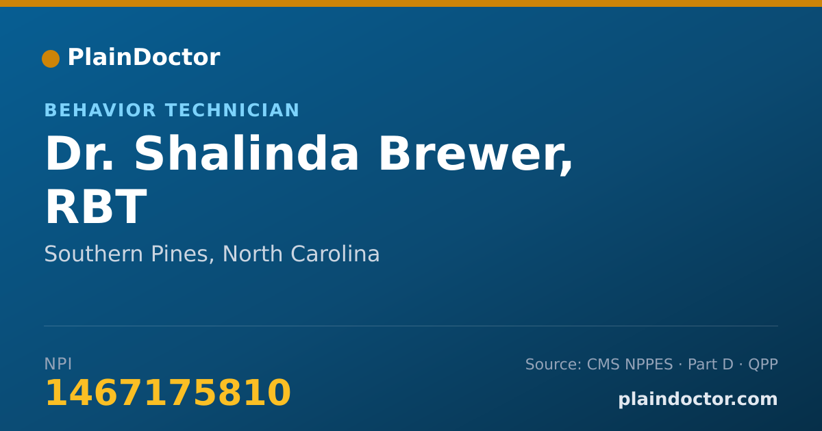 Shareable card for Shalinda Brewer, RBT - Behavior Technician, Southern Pines, NC