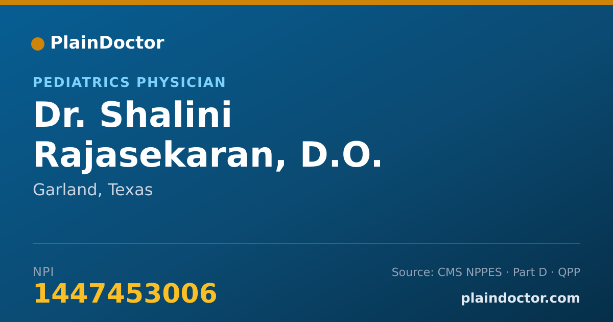 Shareable card for Shalini Rajasekaran, D.O. - Pediatrics Physician, Garland, TX