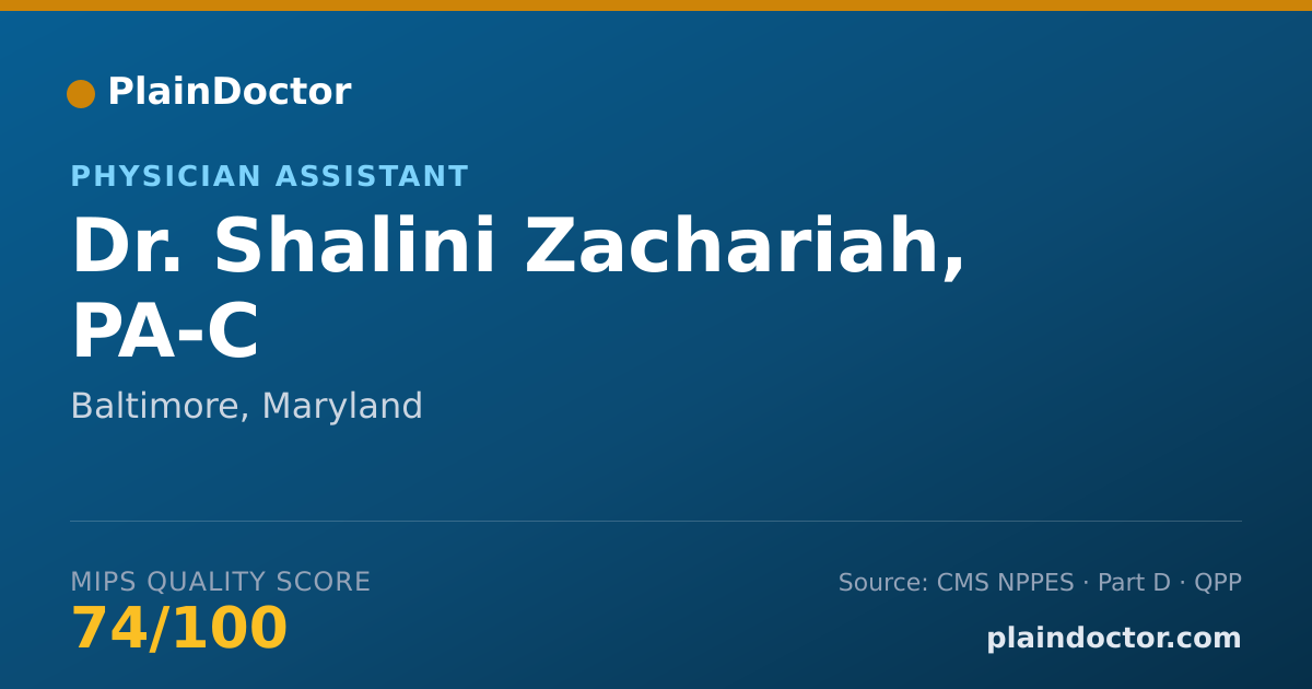 Shareable card for Shalini Zachariah, PA-C - Physician Assistant, Baltimore, MD