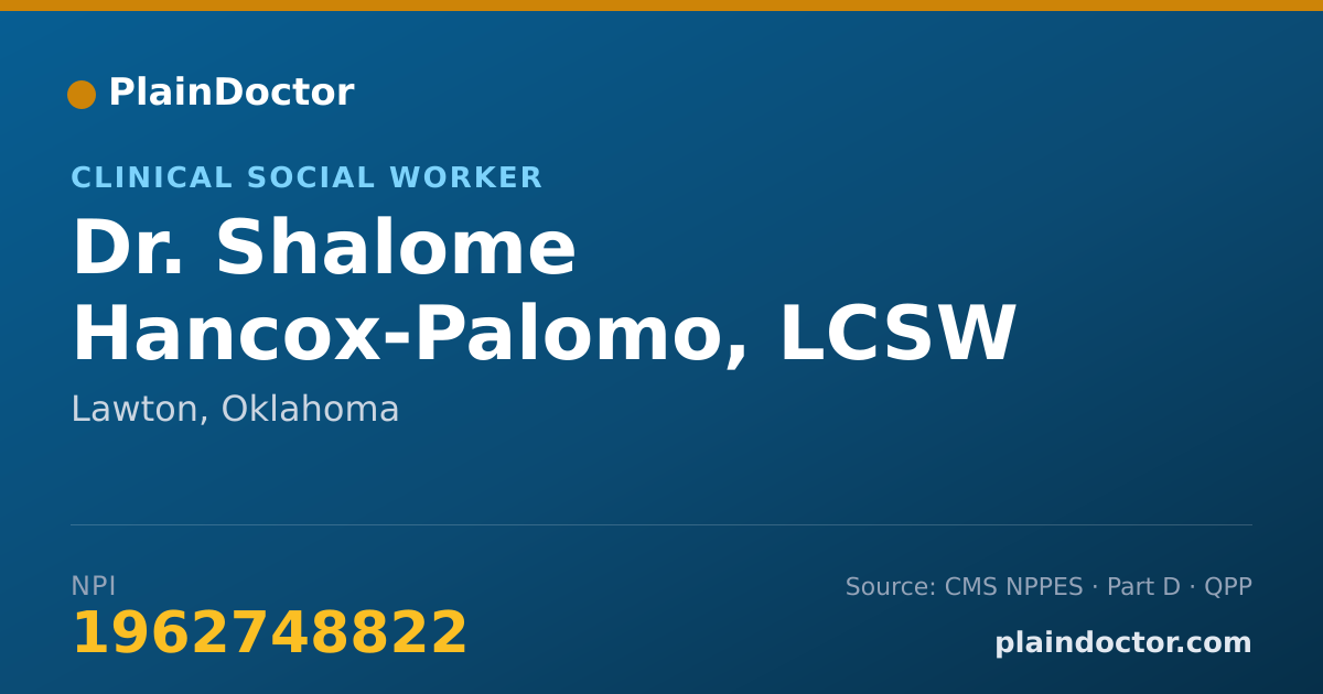 Shareable card for Shalome Hancox-Palomo, LCSW - Clinical Social Worker, Lawton, OK