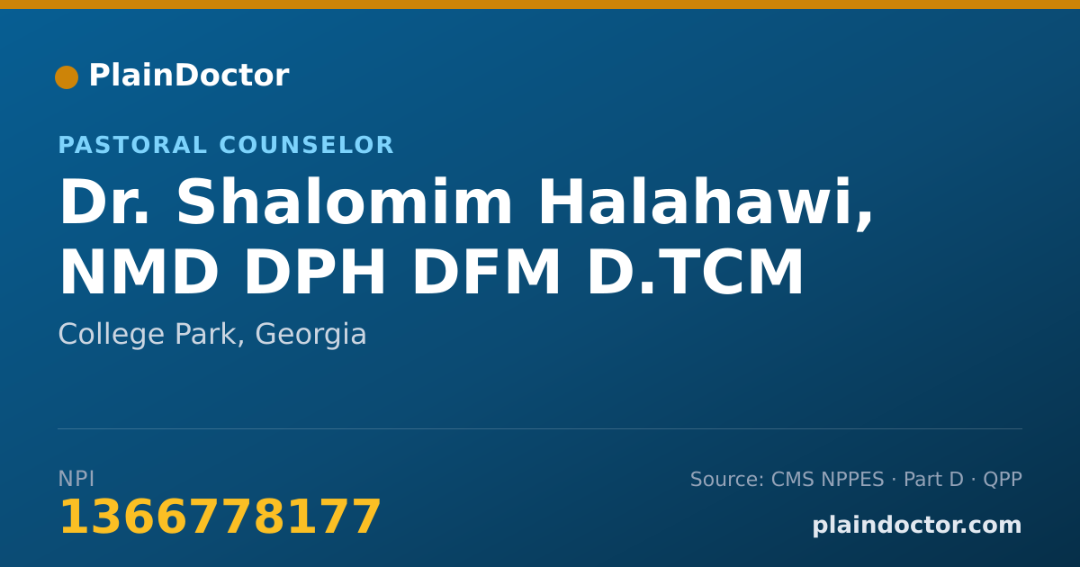 Shareable card for Shalomim Halahawi, NMD DPH DFM D.TCM - Pastoral Counselor, College Park, GA