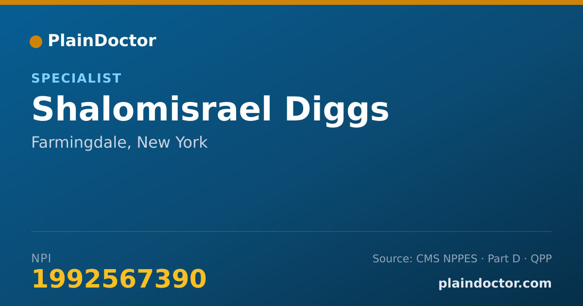 Shareable card for Shalomisrael Diggs - Specialist, Farmingdale, NY