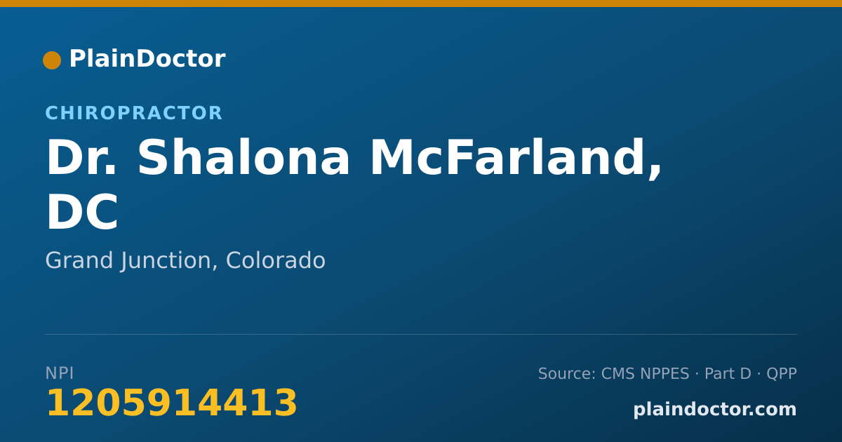 Shareable card for Shalona McFarland, DC - Chiropractor, Grand Junction, CO