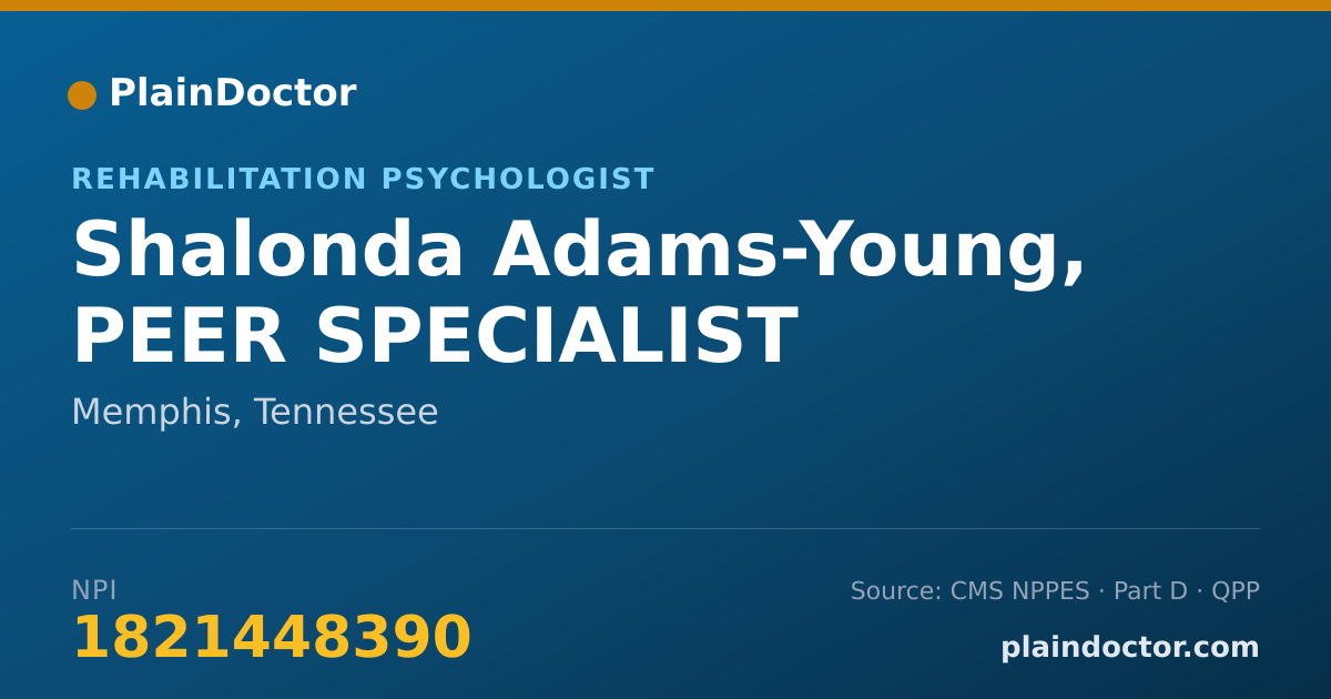 Shareable card for Shalonda Adams-Young, PEER SPECIALIST - Rehabilitation Psychologist, Memphis, TN