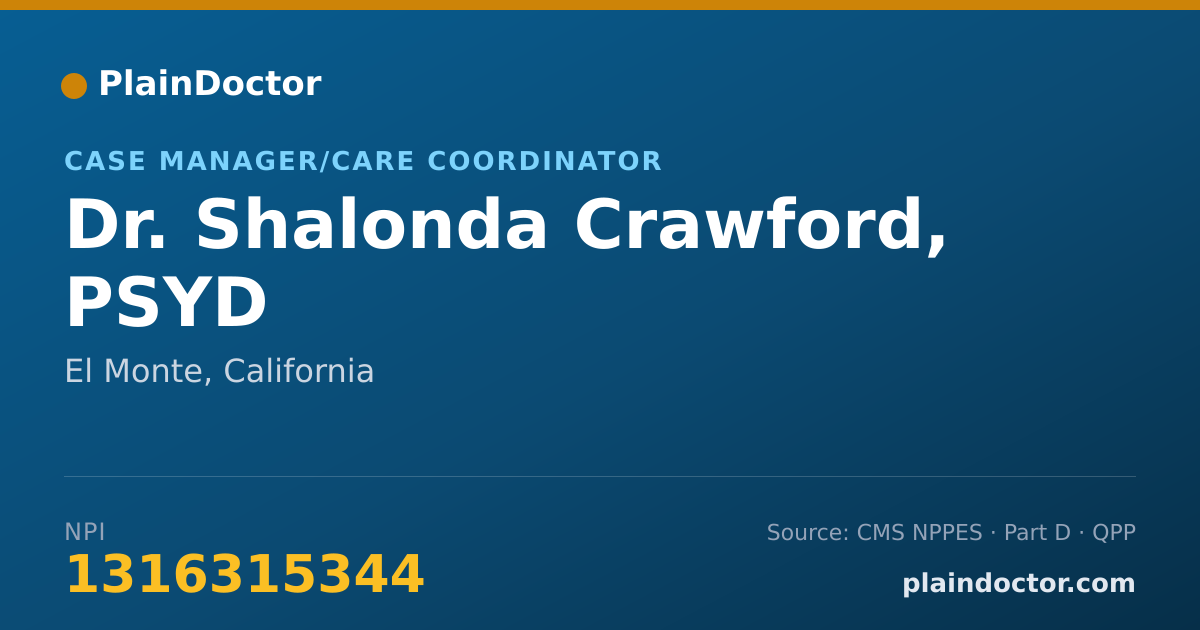 Shareable card for Shalonda Crawford, PSYD - Case Manager/Care Coordinator, El Monte, CA