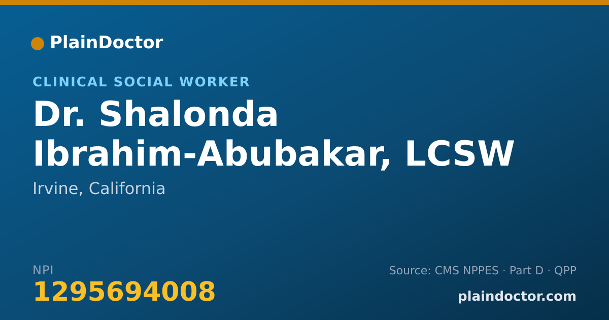 Shareable card for Shalonda Ibrahim-Abubakar, LCSW - Clinical Social Worker, Irvine, CA