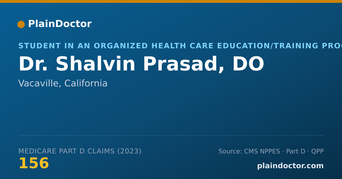 Shareable card for Shalvin Prasad, DO - Student in an Organized Health Care Education/Training Program, Vacaville, CA