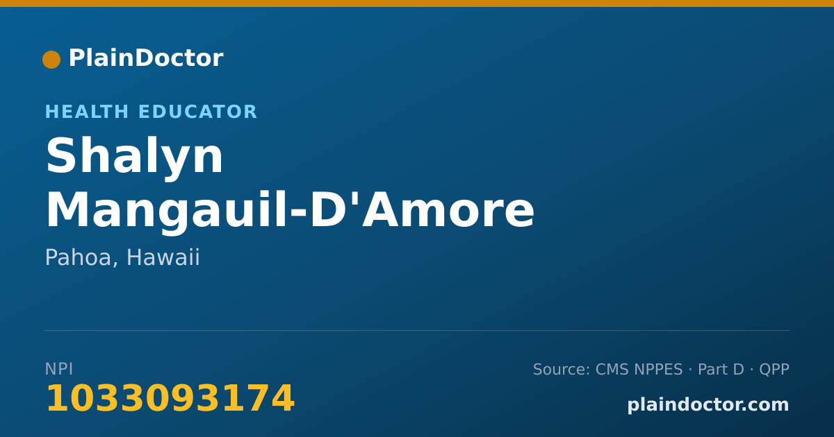 Shareable card for Shalyn Mangauil-D'Amore - Health Educator, Pahoa, HI
