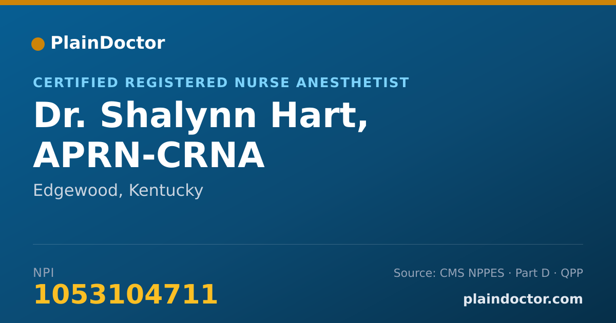Shareable card for Shalynn Hart, APRN-CRNA - Certified Registered Nurse Anesthetist, Edgewood, KY