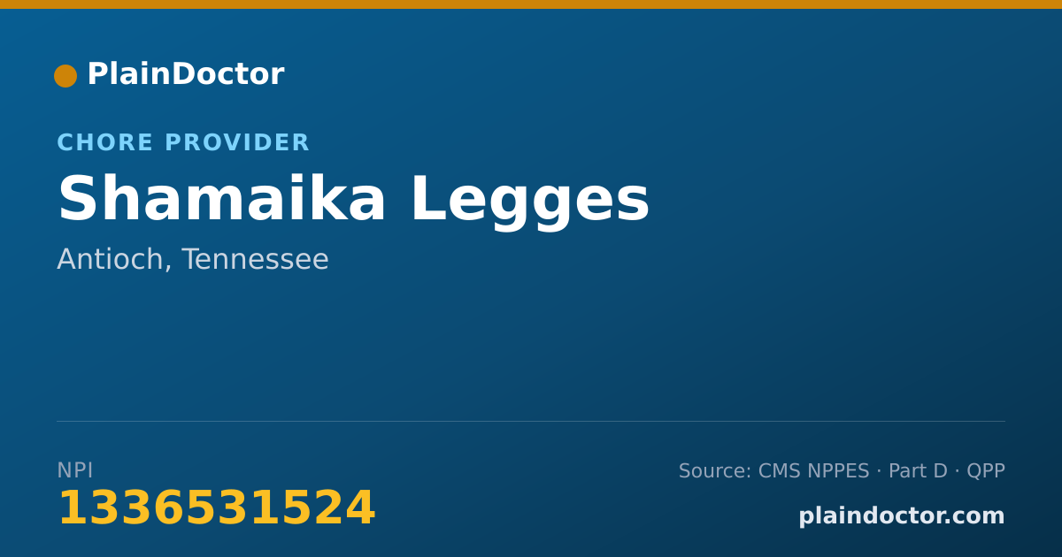 Shareable card for Shamaika Legges - Chore Provider, Antioch, TN