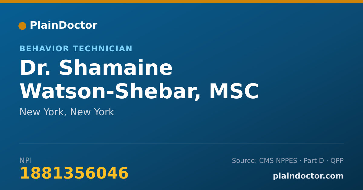 Shareable card for Shamaine Watson-Shebar, MSC - Behavior Technician, New York, NY
