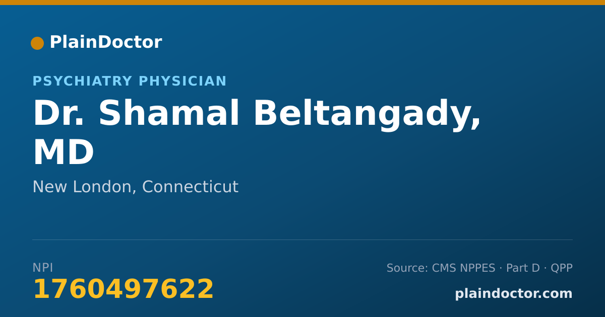 Shareable card for Shamal Beltangady, MD - Psychiatry Physician, New London, CT