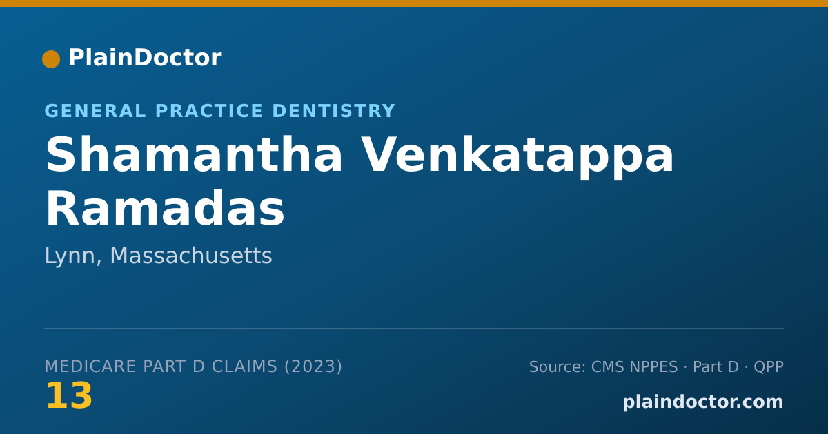 Shareable card for Shamantha Venkatappa Ramadas - General Practice Dentistry, Lynn, MA