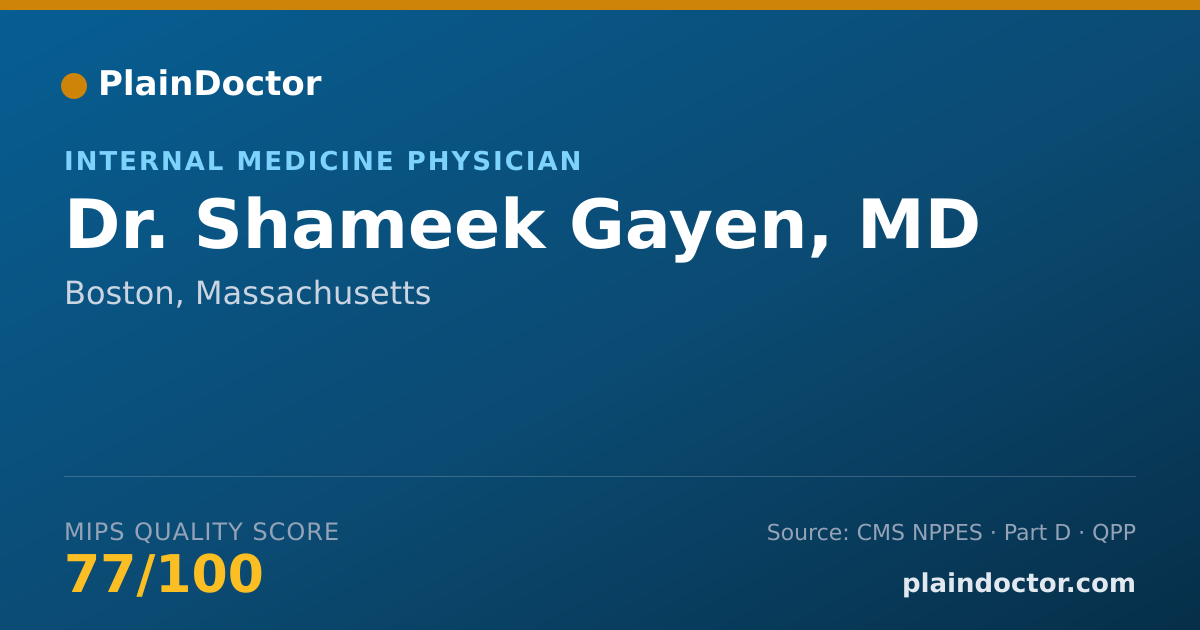 Shareable card for Shameek Gayen, MD - Internal Medicine Physician, Boston, MA