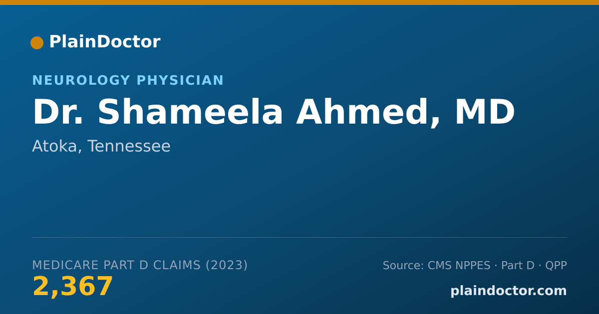 Shareable card for Shameela Ahmed, MD - Neurology Physician, Atoka, TN