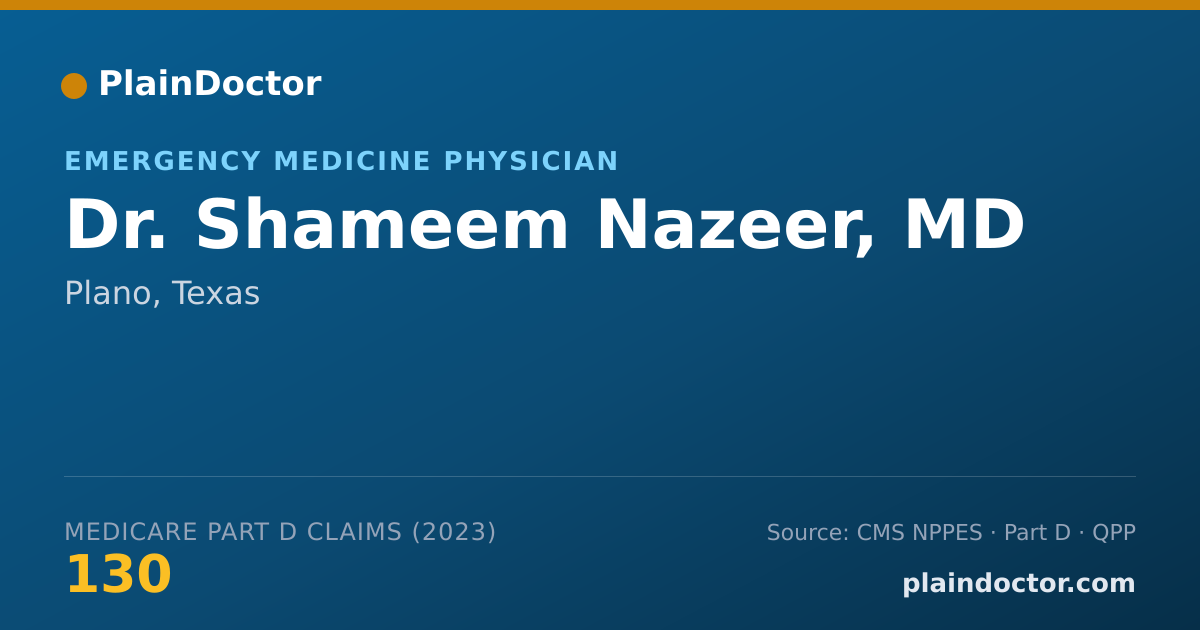 Shareable card for Shameem Nazeer, MD - Emergency Medicine Physician, Plano, TX