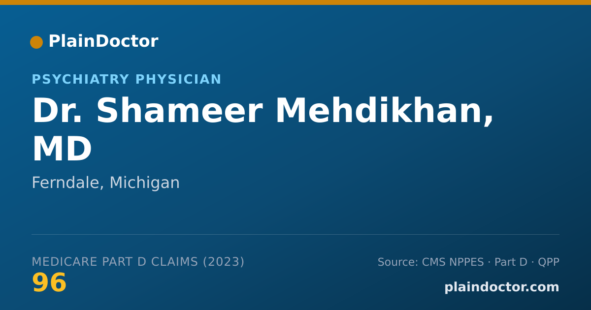 Shareable card for Shameer Mehdikhan, MD - Psychiatry Physician, Ferndale, MI