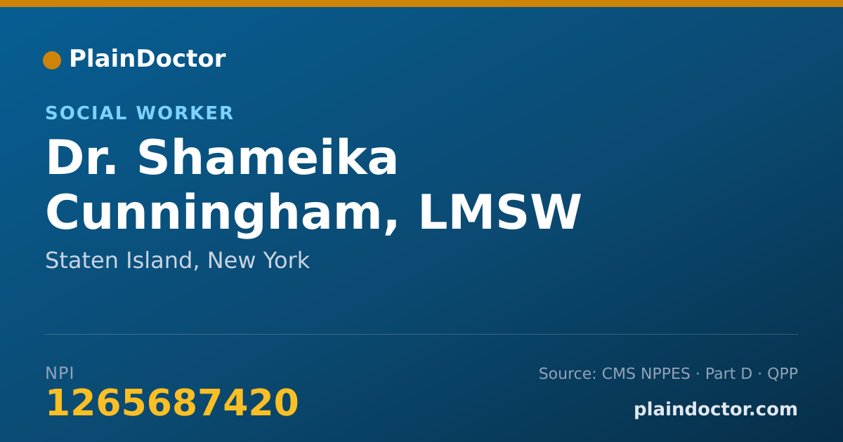Shareable card for Shameika Cunningham, LMSW - Social Worker, Staten Island, NY