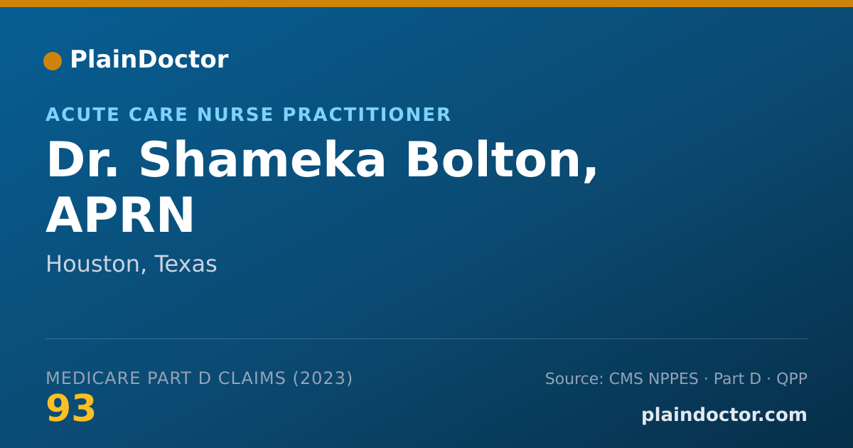 Shareable card for Shameka Bolton, APRN - Acute Care Nurse Practitioner, Houston, TX